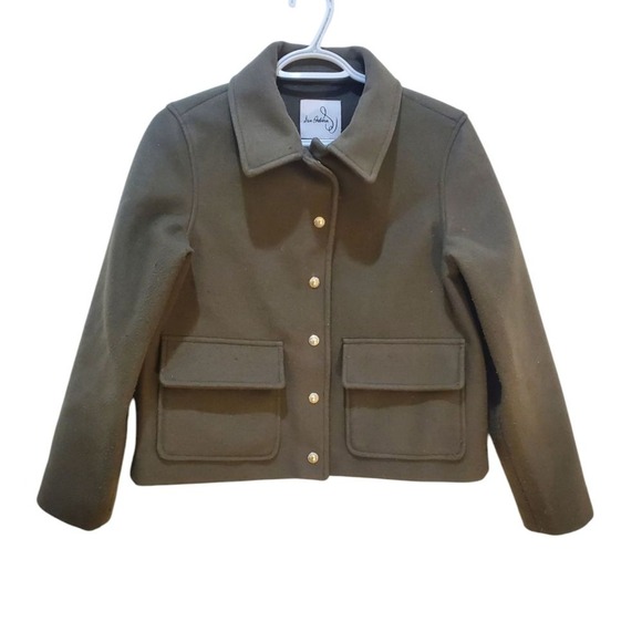 Sam Edelman Jackets & Blazers - Sam Edelman Olive Green Wool Blend Cropped Jacket Gold Button Detail